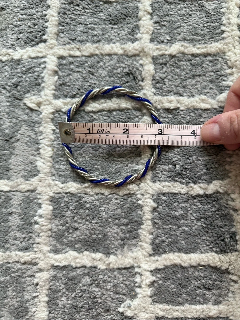 Vintage Twisted Silver and Royal Blue Rope Bangle